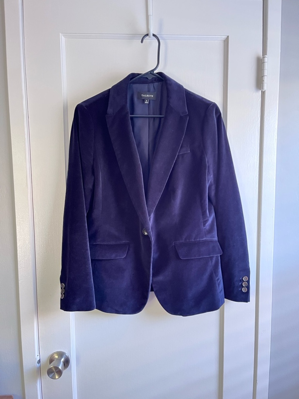 Talbots Navy Velvet Single-Button Blazer